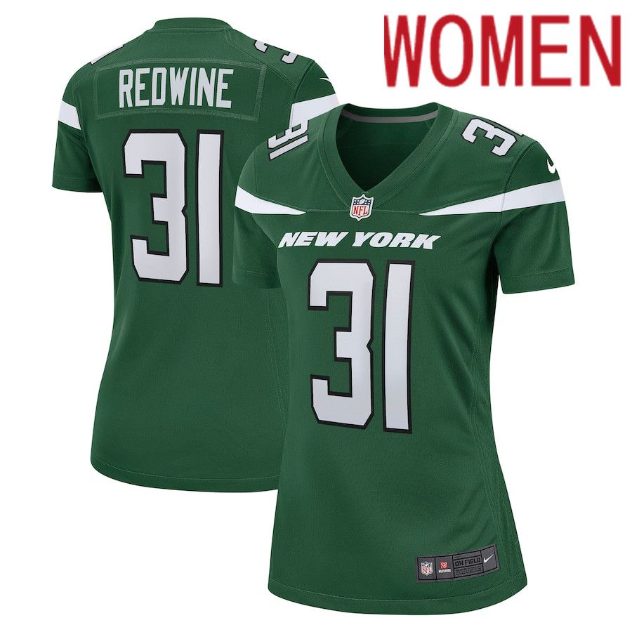 Women New York Jets #31 Sheldrick Redwine Nike Gotham Green Game NFL Jersey